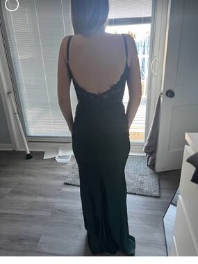 Elegant Deep Green Backless Evening Gown